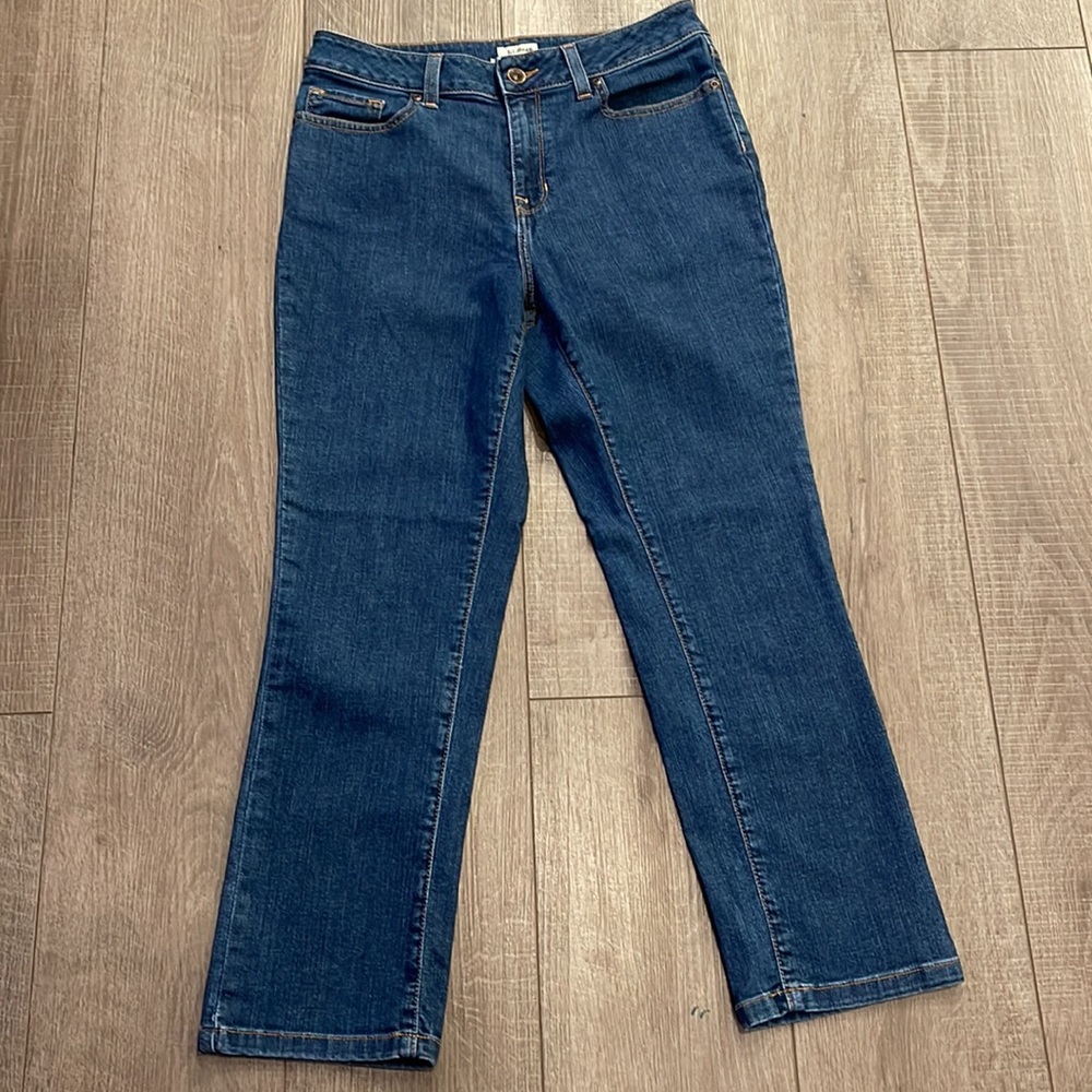 L.LBean Womens Petite  Classic Fit Blue Jeans Size 6